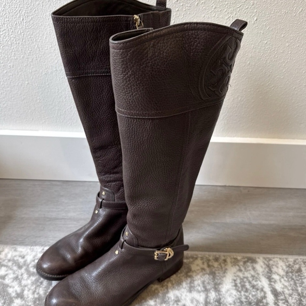 Brown Leather Riding Boots - Tory Burch - Picture 5 of 5